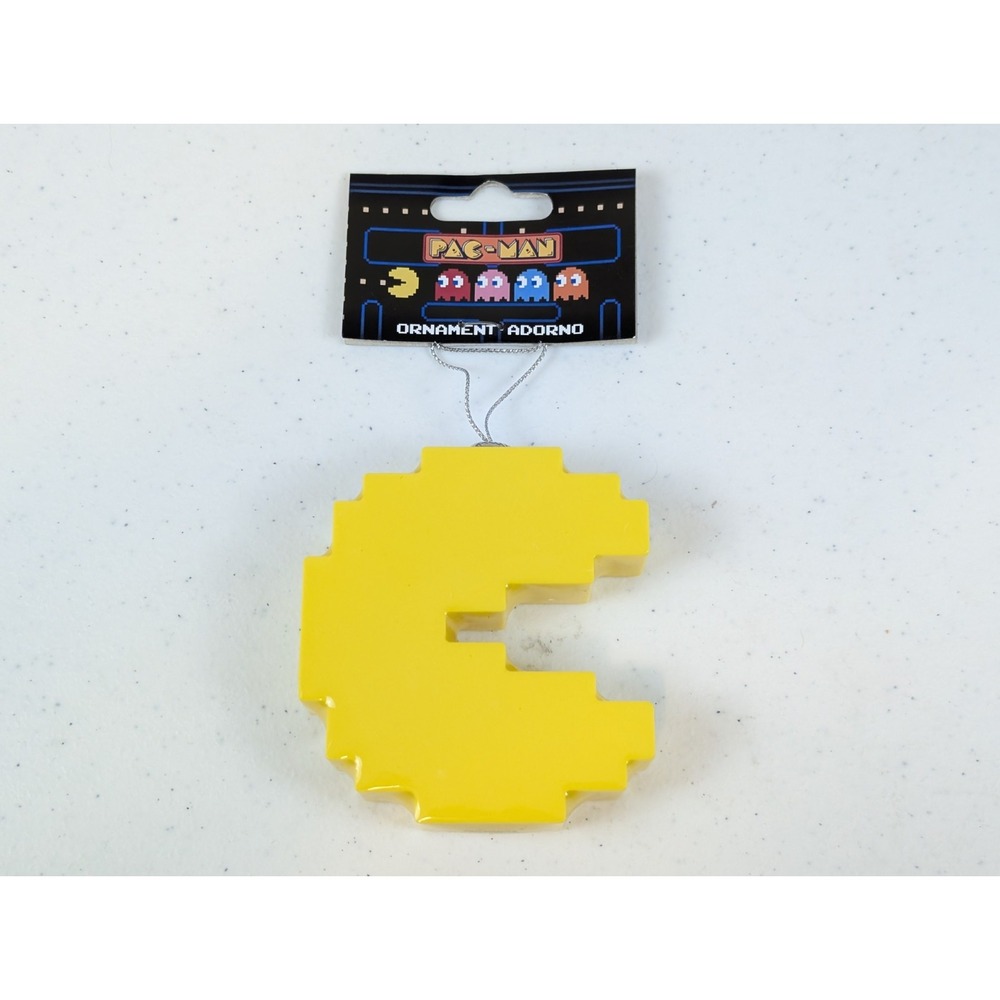 Pac Man Official Christmas Ornament 2025 Ruz Yellow Plastic Video Game Decor